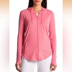 NEW Coolibar Women's Zip-Up Hoodie, UPF 50+ Protection-LumaLeo, Pink, Large NWT